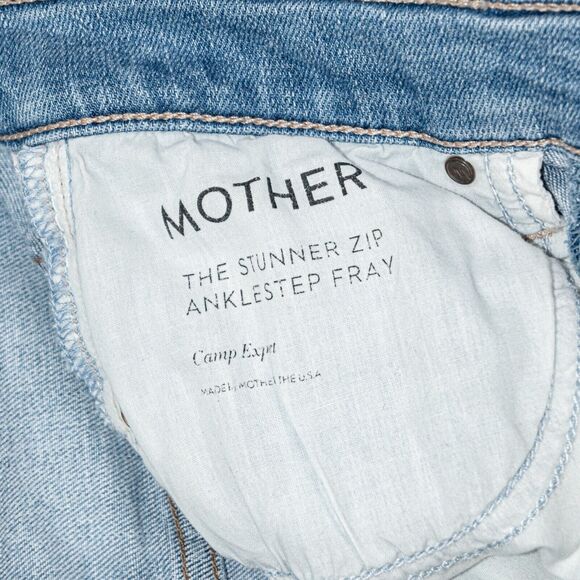 MOTHER Denim the Stunner Zip Ankle Step Fray Jeans camp Expert Size 25 - Picture 2 of 13